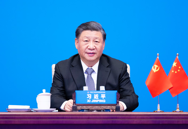 3月15日，中共中央总书记、国家主席习近平在北京出席中国共产党与世界政党高层对话会，并发表题为《携手同行现代化之路》的主旨讲话。新华社记者黄敬文摄